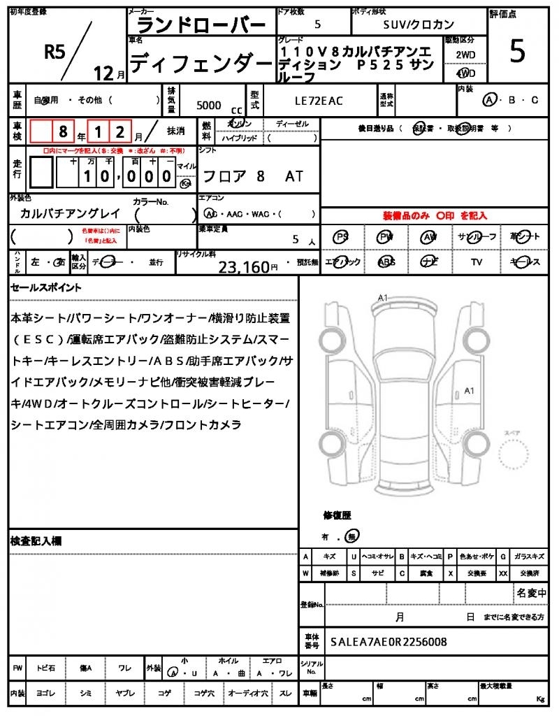 2023 Land Rover Defender 110V8KARUPA CHEER N EDITION